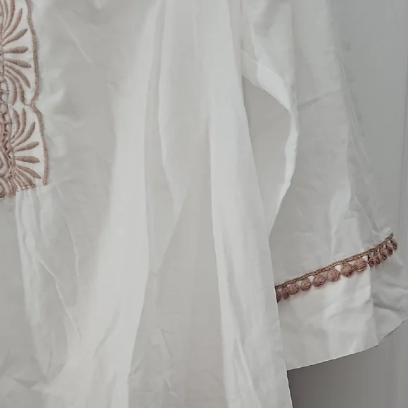 Chico's White Tunic with Brown Embroidery - Picture 4 of 8